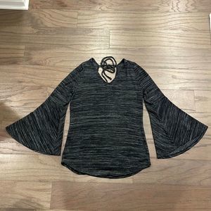 NWOT LOFT Black Bell Sleeve Top - Size XS